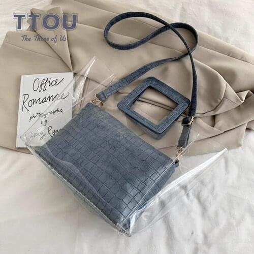 Designer Clear Transparent PVC Shoulder Bags Women Jelly Crossbody Bag Solid Color Large Capacity Female Handbag sac a main