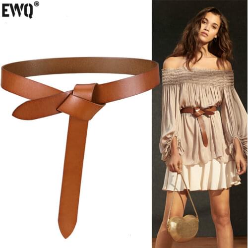 [EWQ] High Quality Long Fashion Trend Waist Versatile Ladies Leather Knotted Belt Women Accessories With 219 Autumn New QL17804S