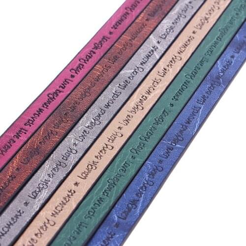 1Meter x 10mm Engraving English letters Love Laugh leather cord Rope/jewelry findings accessories/jewelry making for Bracelet