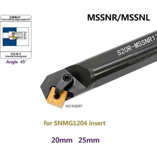 1PC S20R-MSSNR12 S25S-MSSNR12 MSSNL12 CNC Lathe Cutting Tools MSSNR Bar Internal Turning Tool Holder for SNMG Carbide Inserts