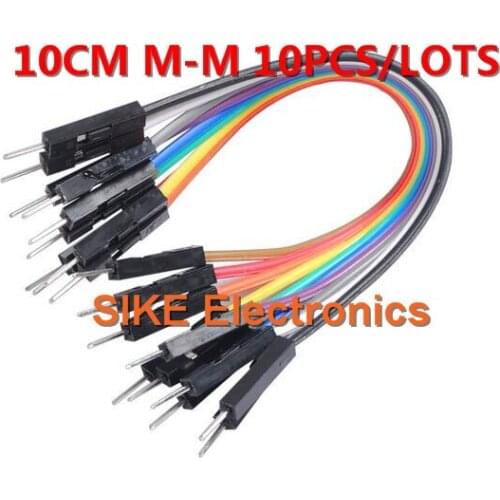 10pcs 10cm 2.54mm 1p-1p Pin Male to Male Color Breadboard Cable Jump Wire Jumper For Arduino