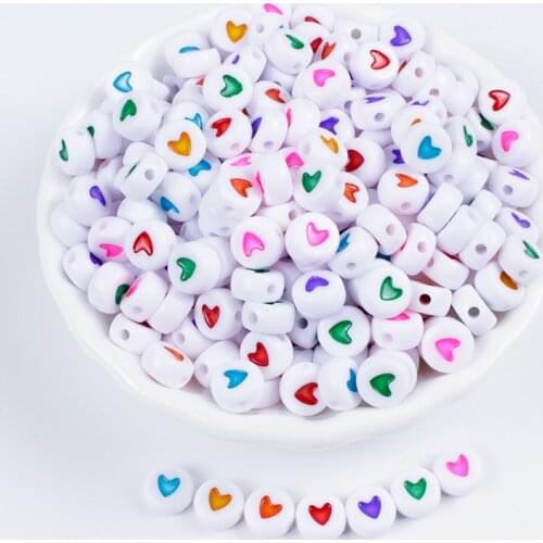 100/200/300/500Pcs 4*7mm Mixed Heart Round Letter Beads Alphabet Beads Acrylic Beads for Jewelry Making DIY Accessories