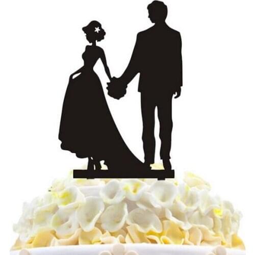 100pcs/lot Creative lovers hand in hang design Acrylic wedding inserted card Wedding Cake Topper Party Cake Decorations