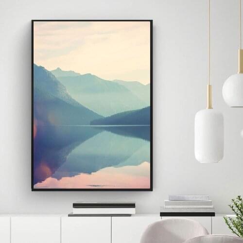 Watercolors Landscape Mountain Lake Canvas Paintings Home Decoration Living Room Wall Art Pictures Nature Posters and Prints
