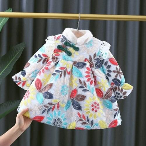 Girls' cheongsam thickened autumn and winter new Tang style Chinese style newborn childrens cotton padded coat