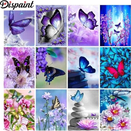 Dispaint 5D Diamond Pattern Rhinestone Needlework Diy Diamond Painting Cross Stitch "Butterfly landscape" Diamond Embroidery