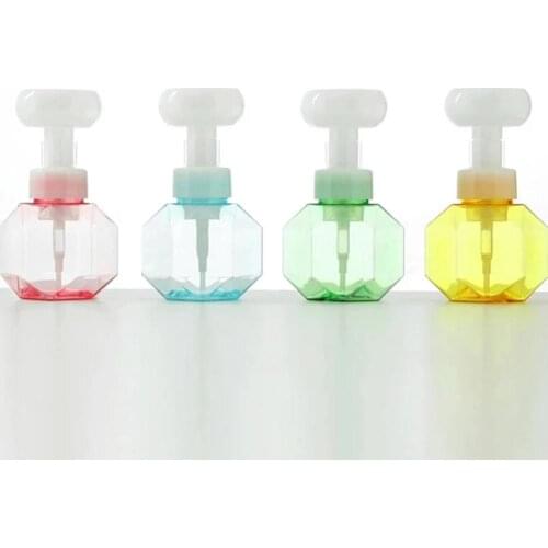 300ml Liquid Soap Dispenser Flower Shape Foam Foaming Pump Empty Bottle Plastic Clear Bottle Shower Gel Foam Pump Bottle