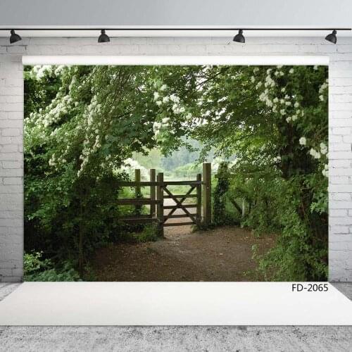 Photography Backgrounds Garden Gate Whie Flowers Vinyl Cloth Photo Backdrops Fond Studio Photo Children Baby Portrait Photophone
