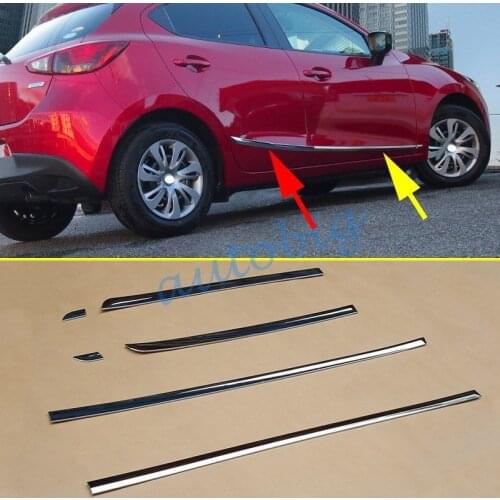 Chrome Door Body Strips For Mazda2 Demio DJ DL 2015-2017 Molding Accessories