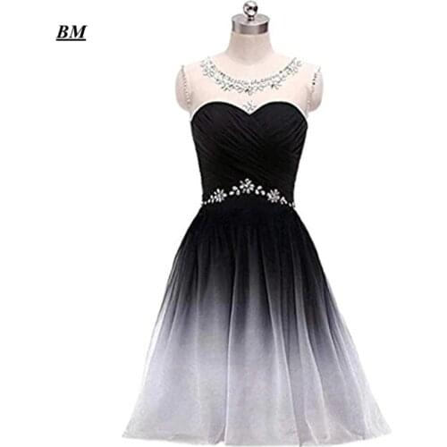 Short Ombre Prom Dresses 2020 Chiffon Sequins Beading Gradient Formal Evening Homecoming Party Gown Vestidos De Gala BM266