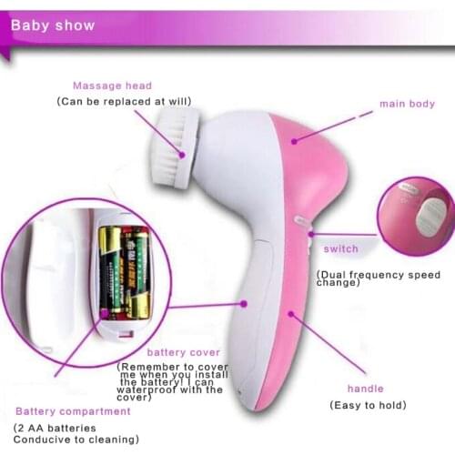 5 in 1 Face Massager Rotating Brush Electric Wash Machine Facial Pore Cleaner