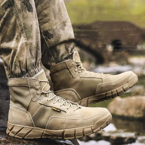 Men Outdoor Military Tactical Army Boots Waterproof Non-Slip Breathable Climbing Shoes Ultralight Training Hunting Sports Boots