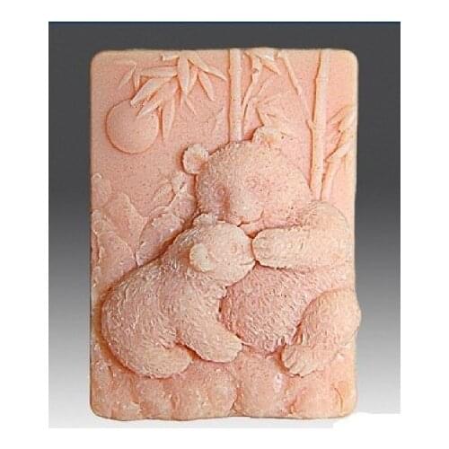 NEW Panda Mom and Baby Craft Art Silicone Soap mold Craft Molds DIY Handmade soap molds