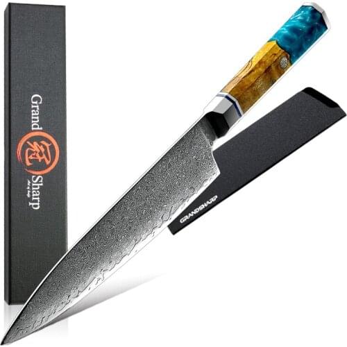 7.8 Inch Chef Knife Damascus Steel VG10 Kitchen Gyuto Knife Sushi Sashimi Butcher Slicing Japanese Knife Home Tools GRANDSHARP