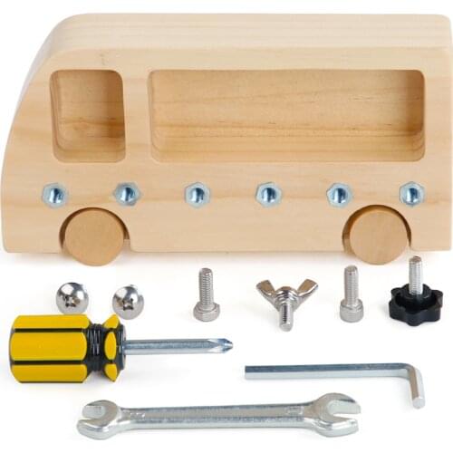 Montessori Educational Wooden Toy Children Screw Bolts Set Wooden Preschool Montessori Toys for Boy Juguetes Montessori Busy Bus
