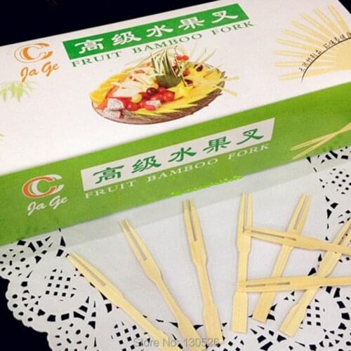 Disposable Wood Fruit Fork Fruit Sign Bamboo Fruit Party Finger Food Wedding BBQ Buffet Sticks Kitchen Tools