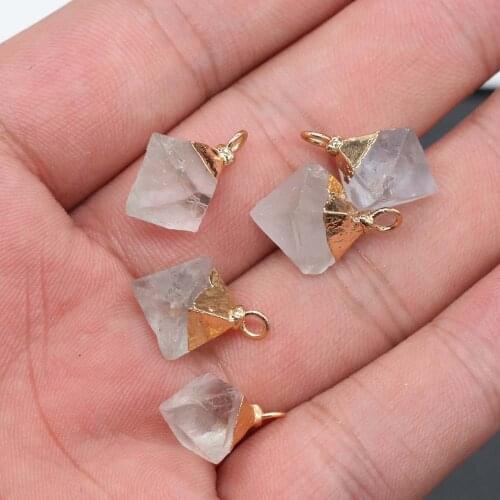 Fine 100% Natural Stone Pendants Polygon Shape Crystal Pendant for Women Jewelry Making diy Necklace Earrings Accessories Gift