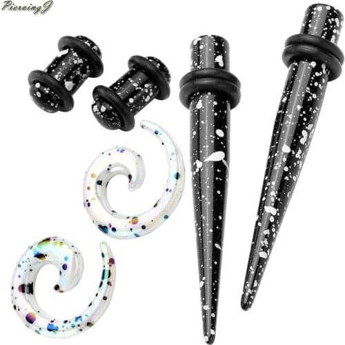 PiercingJ Ear Expander Gauges 2g/6mm Acrylic Tapers Tunnels Spiral Snail Plugs Stretching Ear Stretchers Ear Piercing Jewelry