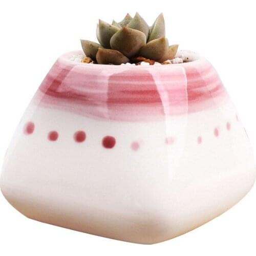 Hand Painted Sakura Ceramic Succulent Plant Pot Craft Decorative Desktop Pink Flower Pot Planter Home Garden Decoration