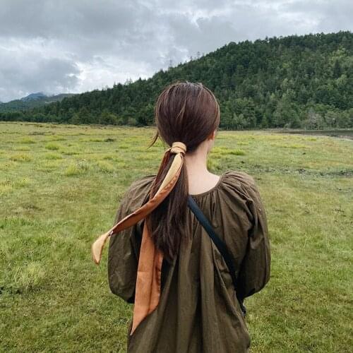 Ponytail silk scarf headband female tied hair travel braided hair sen tie long ribbon head rope hair rope hair accessories