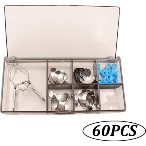 Dental Saddle Contoured Metal Matrices Matrix Clip Universal Kit with Spring 60pcs