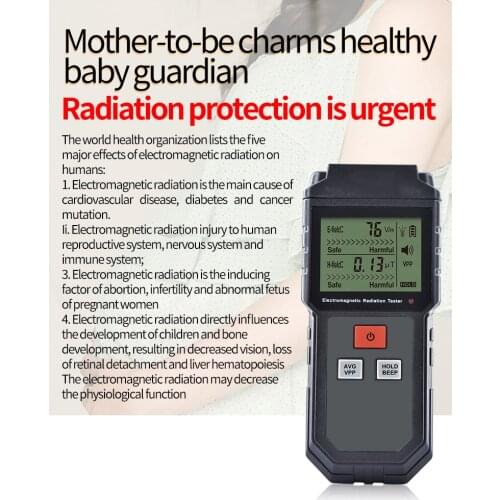 MT525 Electromagnetic Radiation Tester Electric Field & Magnetic Field Dosimeter Tester Sound and Light Alarm