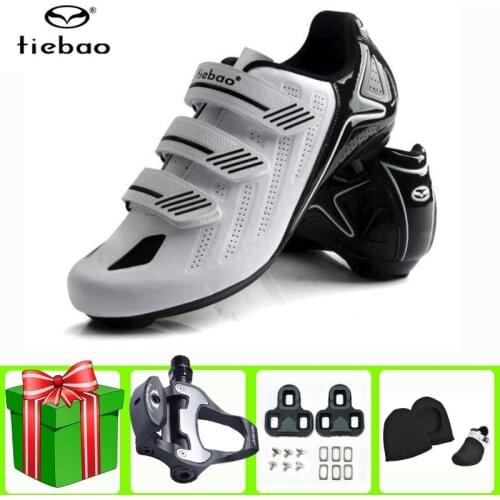 Tiebao Road Cycling Shoes Men Add Pedal Set Sapatilha Ciclismo Breathable Riding Racing Athletic Autolock Bicycle Bike Shoes