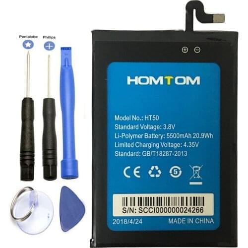 2pcs/lot HT50 Battery Replacement 5.5inch 5500mAh Backup Batteries Replacement For HOMTOM HT50 Smart Phone