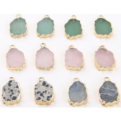 2pcs Korean female Irregular Natural Crystal Dangle Earrings for Women Retro Pink Crystal Spot Stone Necklace Pendant Material