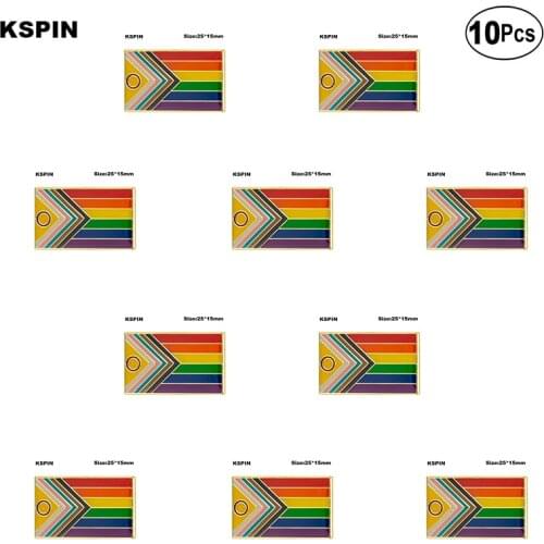 Intersex-Inclusive Progress Pride Flag Lapel Pin Flag badge Brooch Pins Badges 10Pcs a Lot