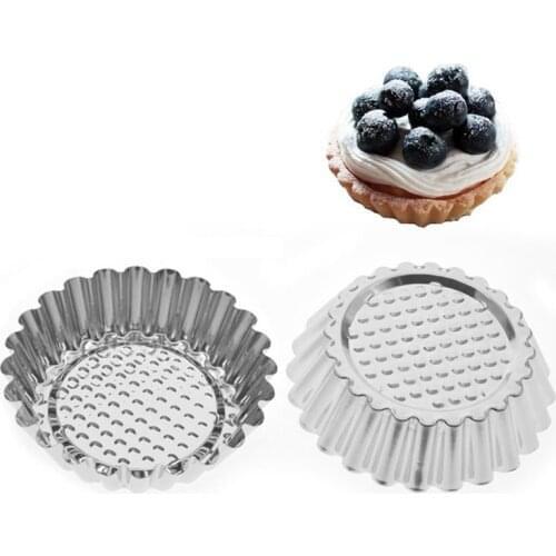 10pcs Nonstick Ripple Aluminum Alloy Egg Tart Mold Flower Shape Reusable Cupcake And Muffin Baking Cup Tartlets Pans