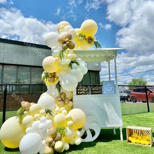 156pcs Macaron Yellow Wedding Birthday Party DIY Backdrop Baby Shower White Holiday Decoration Welcome Balloon Garland Arch Kits
