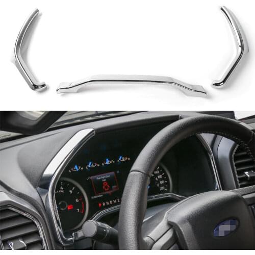 3Colors Car Inner ABS Dashboard Instrument Box Cover Trim Strip Decoration Frame Fit For Ford F150 2015+ Car Styling Accessories