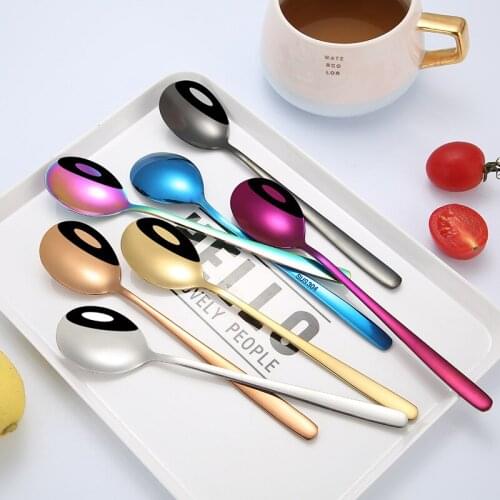 304 Stainless Steel Spoon With Long Handle Ice Spoon Coffee Spoon Tea Home Kitchen Tableware Spoons