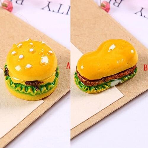 5pcs Dollhouse Simulation Burger Scale Hamburger Resin Miniature Fake Food Accessory Kitchen Living Room Micro Landscape Play
