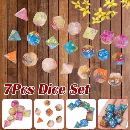 7pcs/set Dice Mixed Color Dice Polyhedral Games Dice Board Games Party Outdoor Board Game Accessories