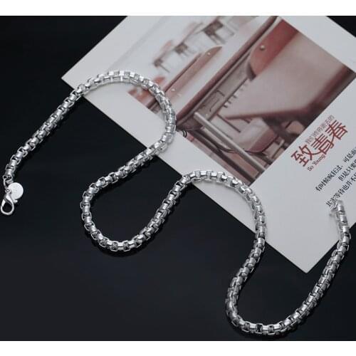 925 Sterling Silver 5MM round box Necklaces Classic Jewelry 20/24 Inches for men woman chain wedding Party Christmas Gifts