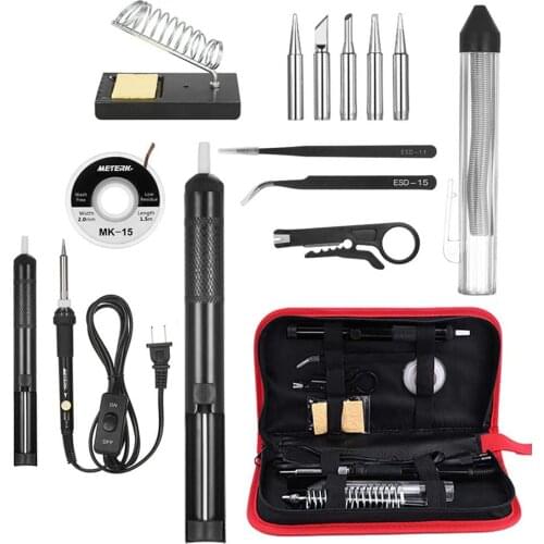 Japan plug 14 in 1 Soldering Iron 60W Adjustable Temperature Welding Soldering Iron ON/OFF Switch 5pcs Soldering Tips Solder