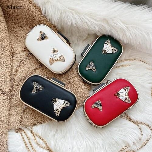 Alasir Korean Style Clutch Bag Pu Chain Shoulder Bag Female Mini Messenger Fashion Women Small Box Bags Appliques Lady Handbags
