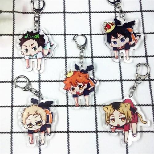 Anime Haikyuu Hinata Shouyo Tobio Kageyama Kozume Kenma Oikawa Tooru Nishinoya Key Chain Figure Cosplay Prop Acrylic Keyring