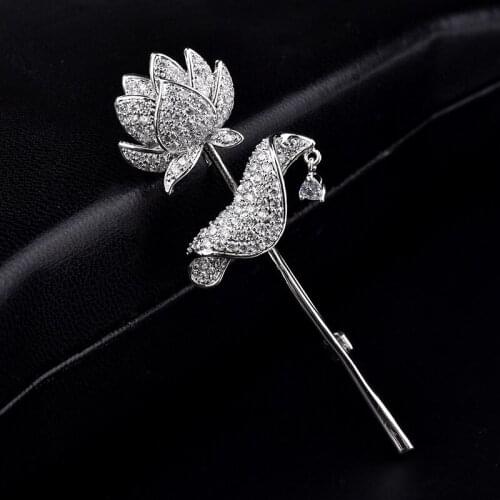 Free Shipping Hot Sale Shining Full Rhinestone CZ Temperament Flower Brooch
