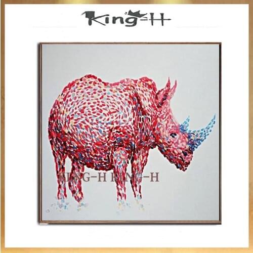 Free Shipping Handpainted Oil Painting On Canvas The Rhino Designed Wall Art Home Decoration Home Decor Wall Art
