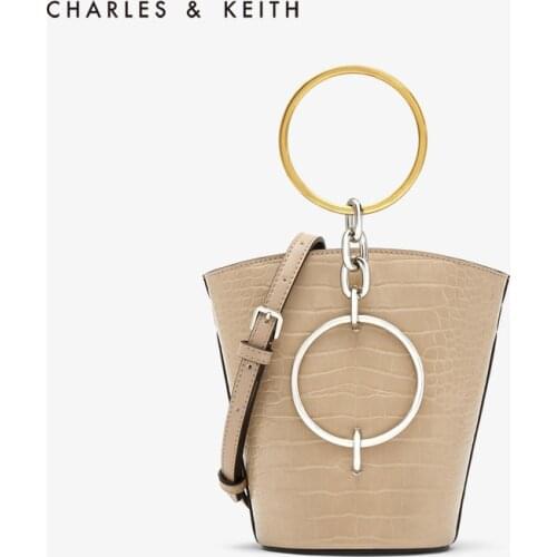 CHARLES＆KEITH New Arrival for Spring 2020 CK2-10671031Womens Metal Ring Handbag Shoulder Bag Bucket Bag