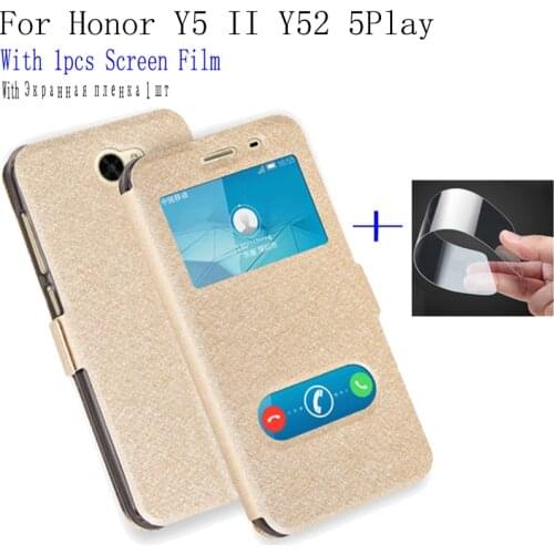 For Huawei Y5II CUN-TL00 case Y5 2 shell open window PU leather case for Honor 5 Play (Y5 II) Y52 Flip case back cover