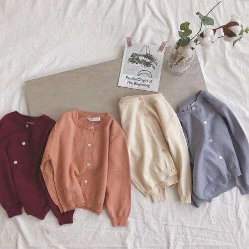 Kids Boys Girls Cardigan Sweaters Spring Autumn Baby Girl Solid Cotton Sweater Jacket Boys Children Knitted Kids Sweaters Girls