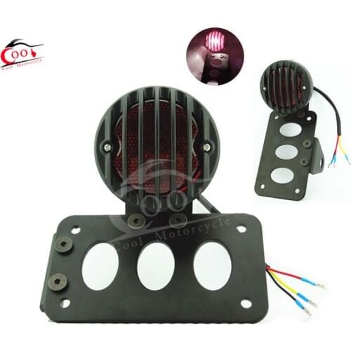 Yang hua Motorcycle Retro Horizontal Vertical Side Mount License Plate Tail Brake Light for harley