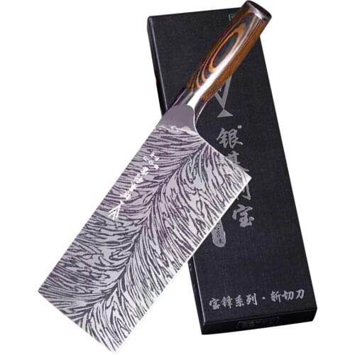 Chinese Chef Knife Blade easy To Cut Meat Fish Dish non-slip Color Wood Handle Handmade Knife Kitchen Couteau Kitchen knife