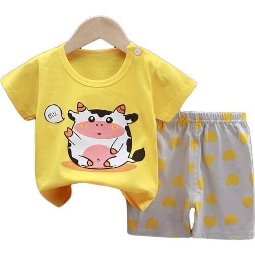 Baby Boys Clothing Set Summer New Infant Newborn Baby Girls Cotton Cartoons Printed T-shirt + Shorts 2-Pce Suit Casual Clothes