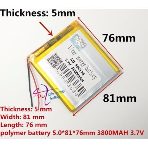 Best battery brand 3.7V polymer lithium battery 508176 507580 3800MAh PC mobile power supply mobile device