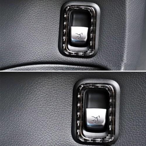 For Mercedes Benz C Class W205 GLC Carbon Fiber Stickers Trunk Switch Control Button Trim Frame Interiors Car Accessories